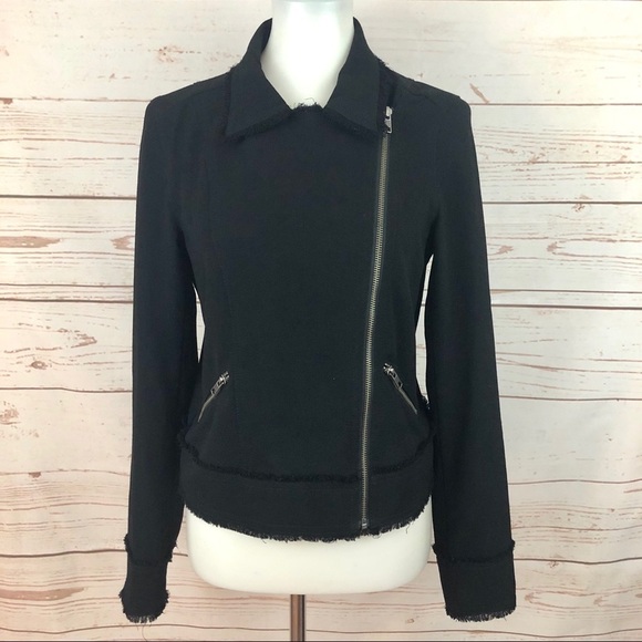 Leith Fringe Hem Asymmetrical Zip Moto Jacket - Picture 6 of 12
